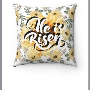 He Is Risen Easter Floral Throw Pillow